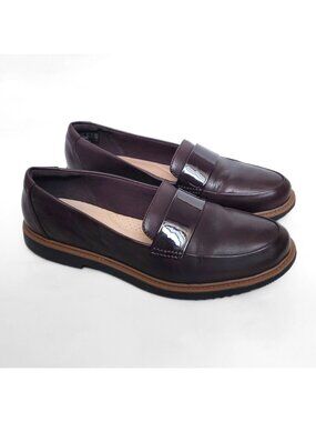 Clarks Collection Soft Cushion Raisie Arlie Leather Loafer 9.5M Aubergine